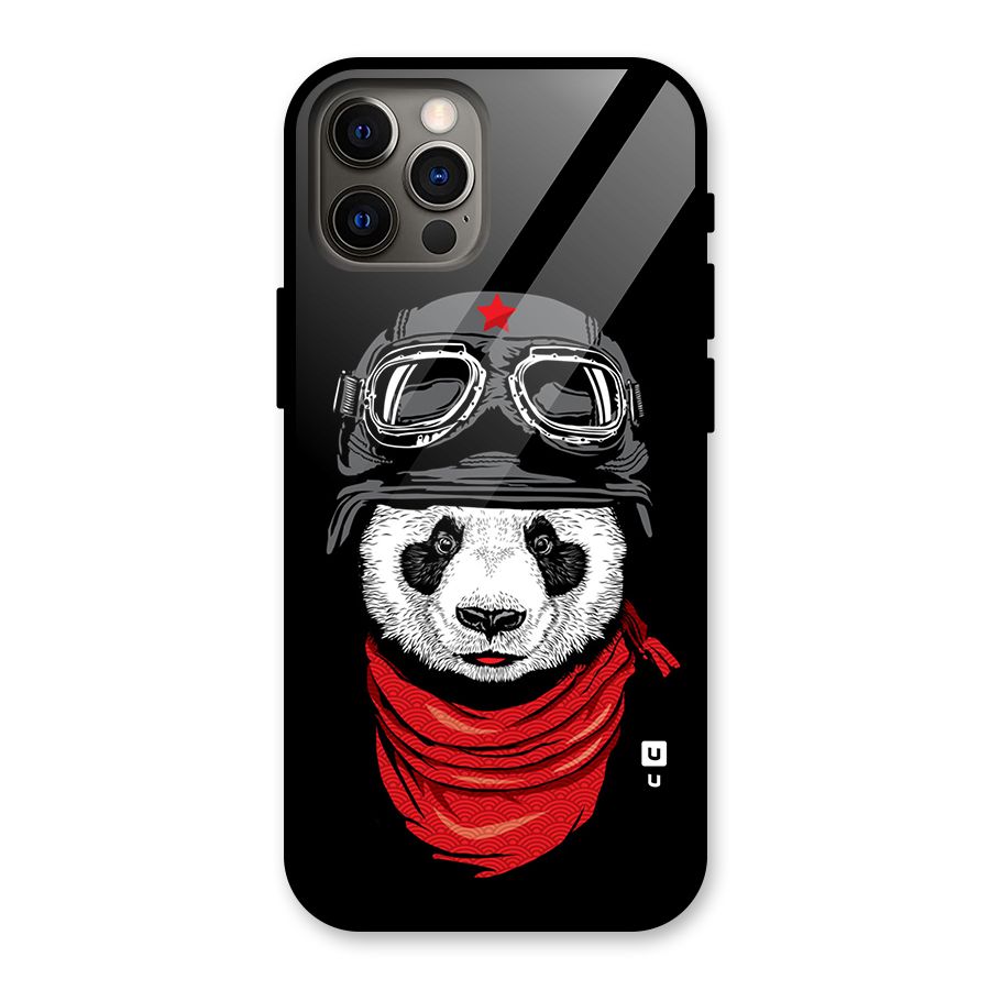 Cool Panda Soldier Art Glass Back Case for iPhone 12 Pro