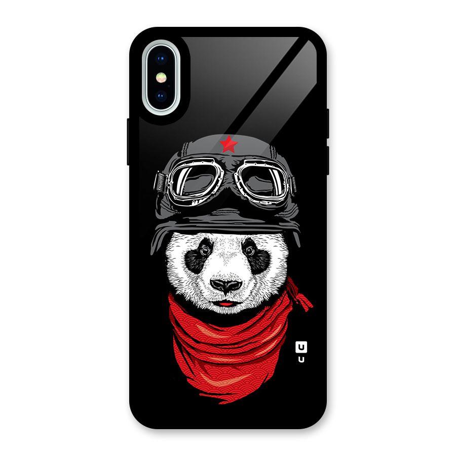 Cool Panda Soldier Art Glass Back Case for iPhone XS