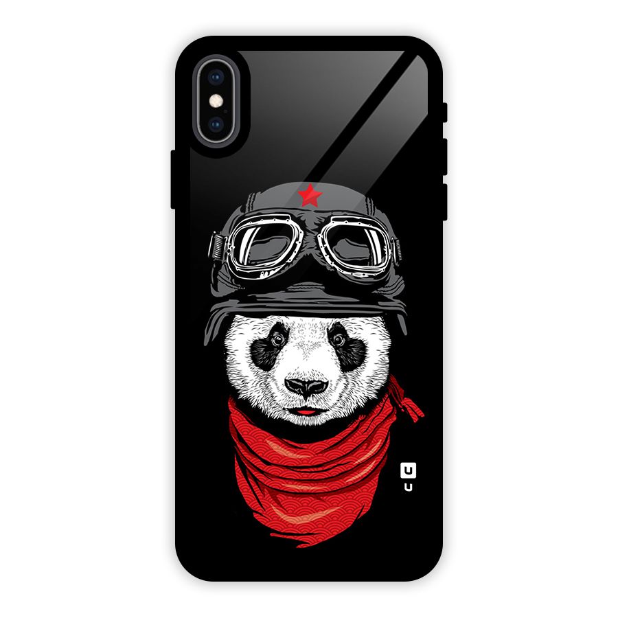 Cool Panda Soldier Art Glass Back Case for iPhone XS Max