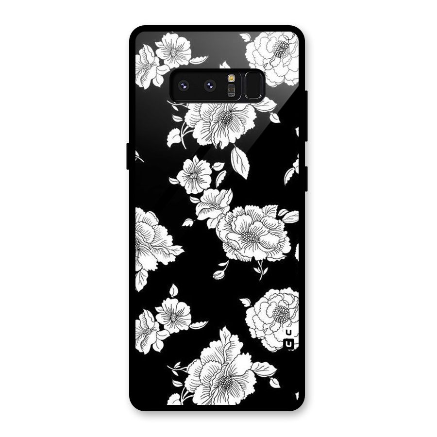 Cool Pattern Flowers Glass Back Case for Galaxy Note 8