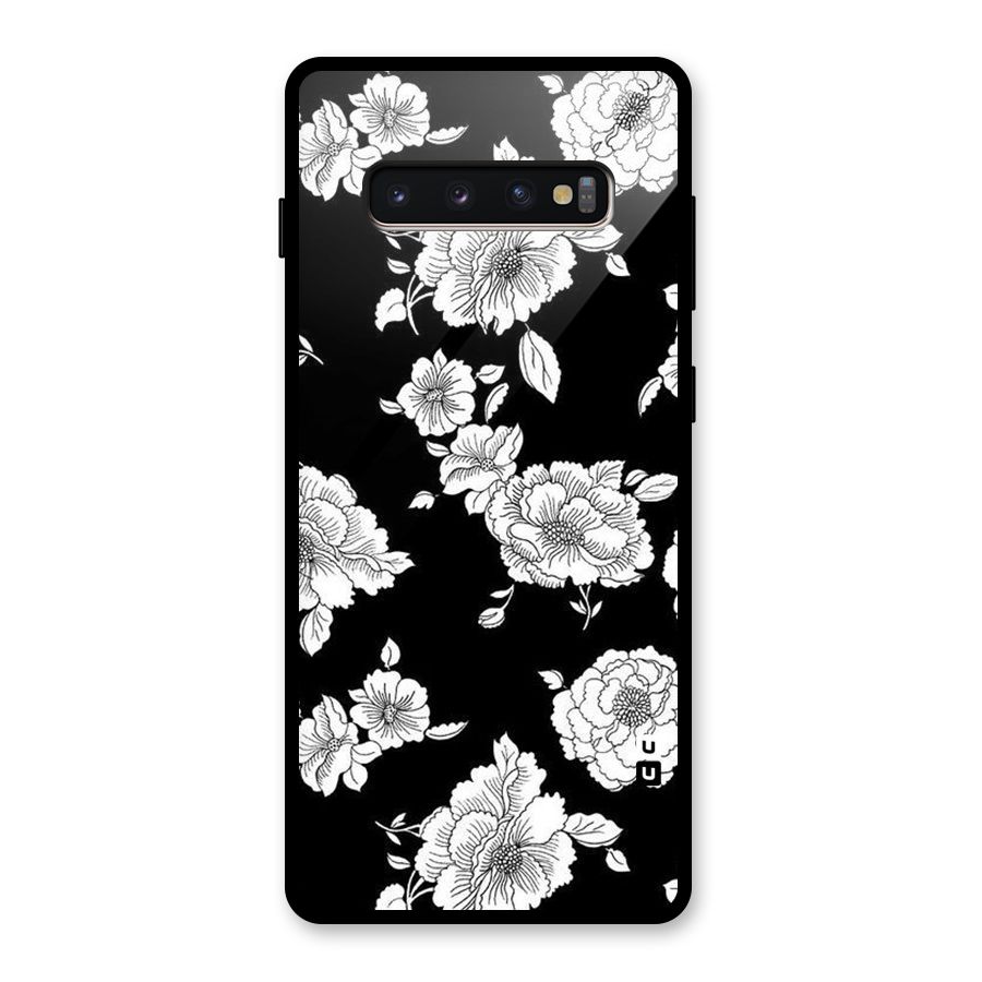 Cool Pattern Flowers Glass Back Case for Galaxy S10 Plus