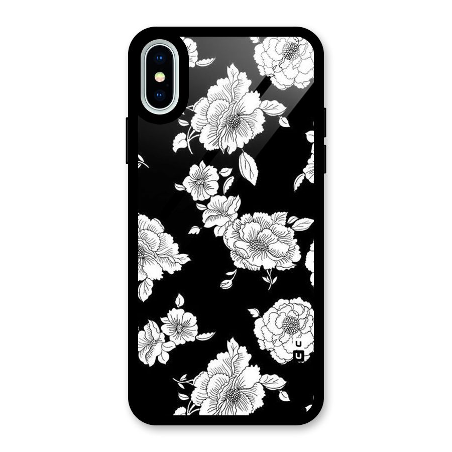Cool Pattern Flowers Glass Back Case for iPhone X