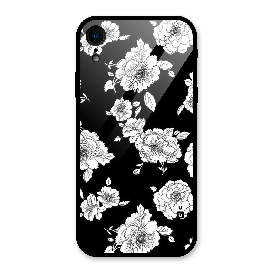 Cool Pattern Flowers Glass Back Case for iPhone XR