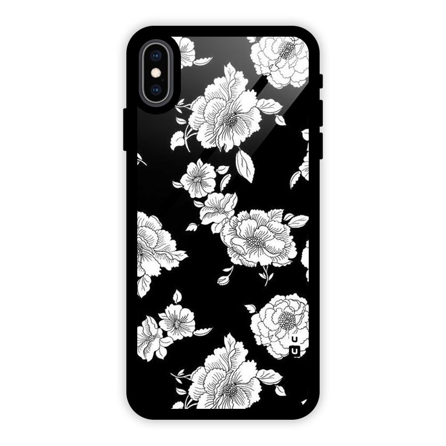 Cool Pattern Flowers Glass Back Case for iPhone XS Max