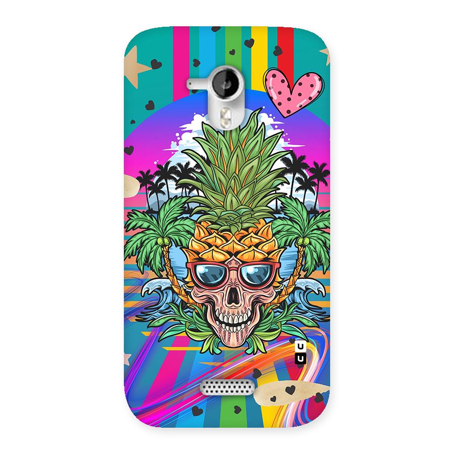 Cool Pineapple Skull Back Case for Micromax Canvas HD A116
