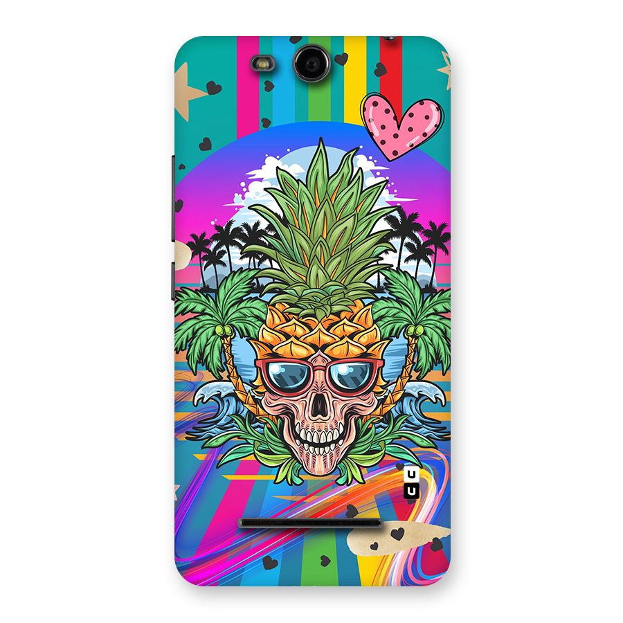 Cool Pineapple Skull Back Case for Micromax Canvas Juice 3 Q392