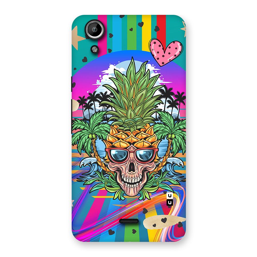 Cool Pineapple Skull Back Case for Micromax Canvas Selfie Lens Q345