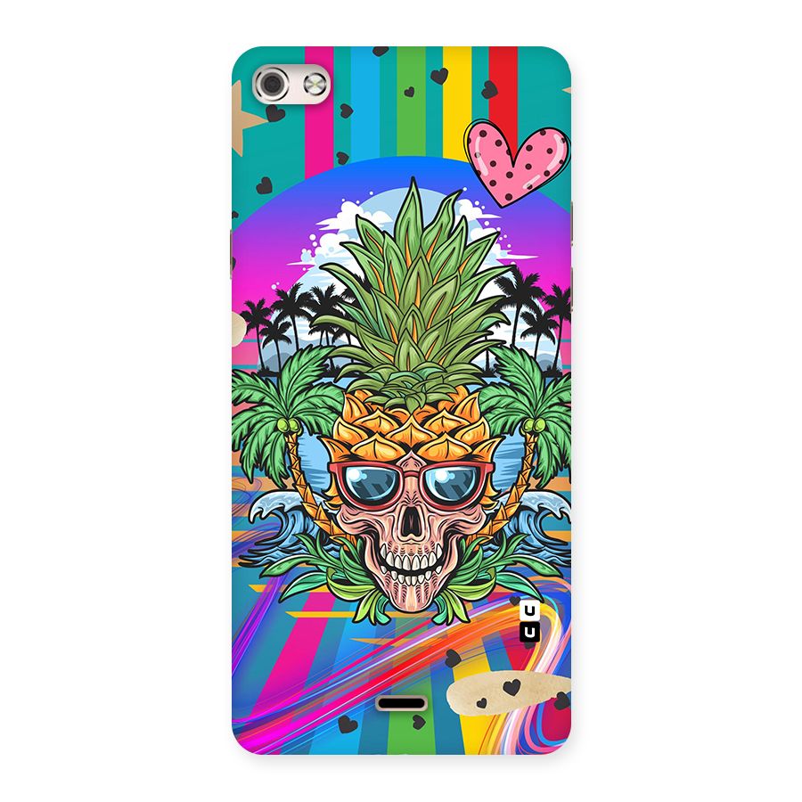 Cool Pineapple Skull Back Case for Micromax Canvas Silver 5