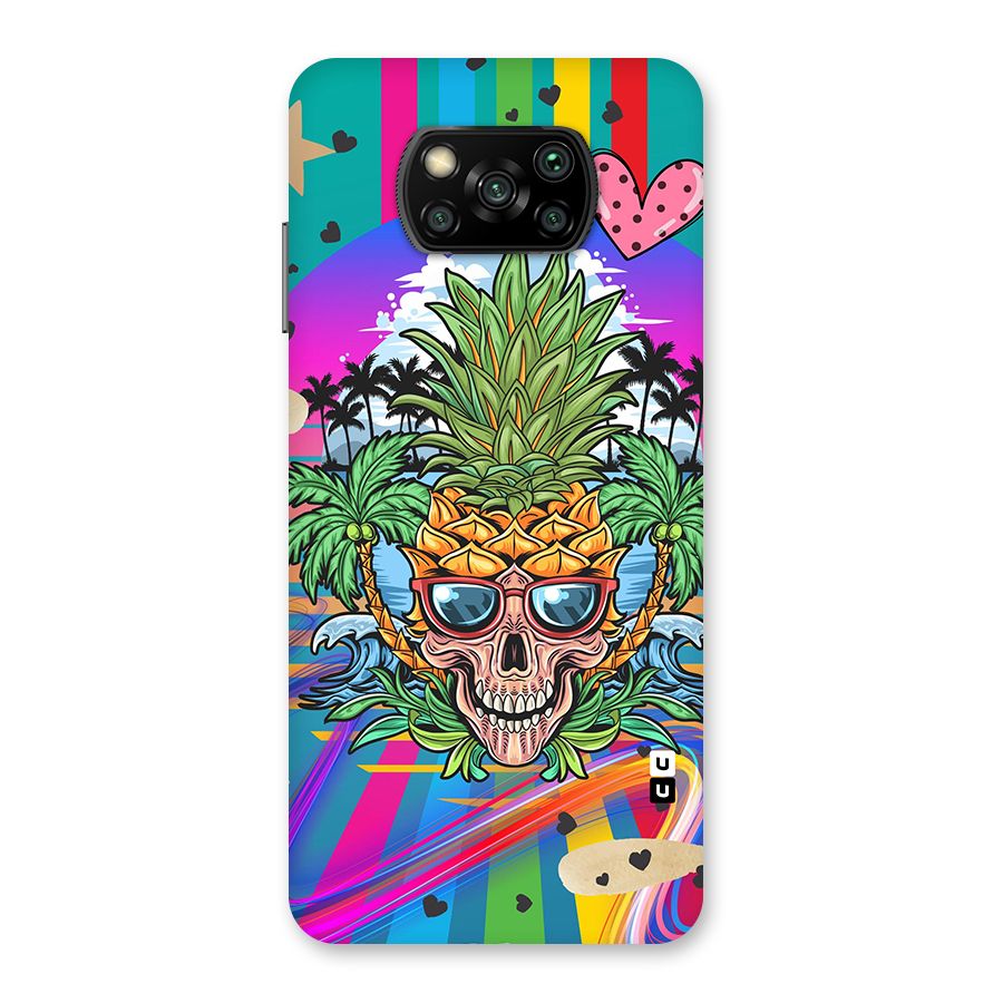 Cool Pineapple Skull Glass Back Case for Poco X3