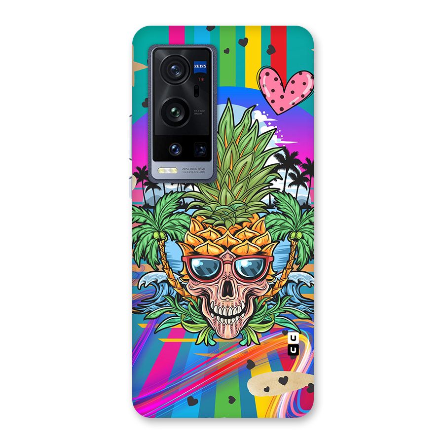Cool Pineapple Skull Glass Back Case for Vivo X60 Pro Plus