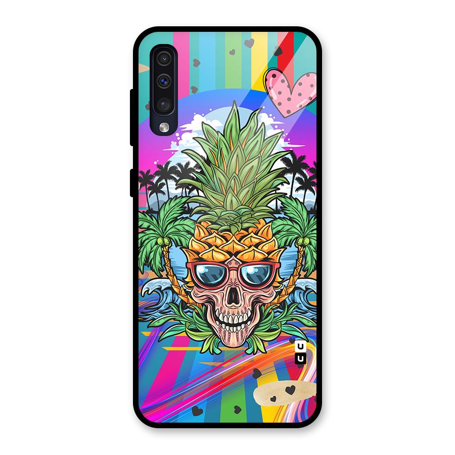 Cool Pineapple Skull Glass Back Case for Galaxy A50