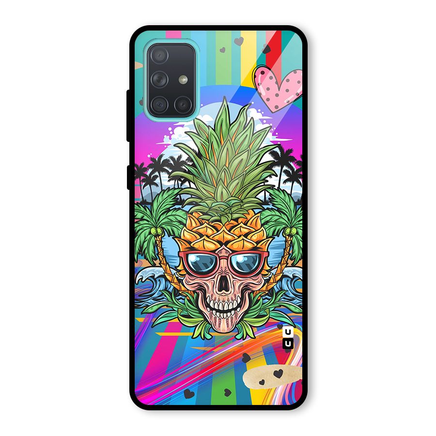 Cool Pineapple Skull Glass Back Case for Galaxy A71