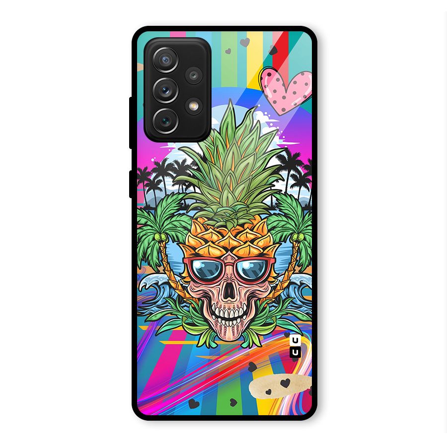 Cool Pineapple Skull Glass Back Case for Galaxy A72