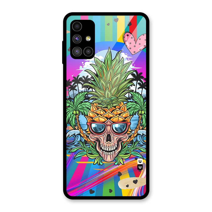 Cool Pineapple Skull Glass Back Case for Galaxy M51
