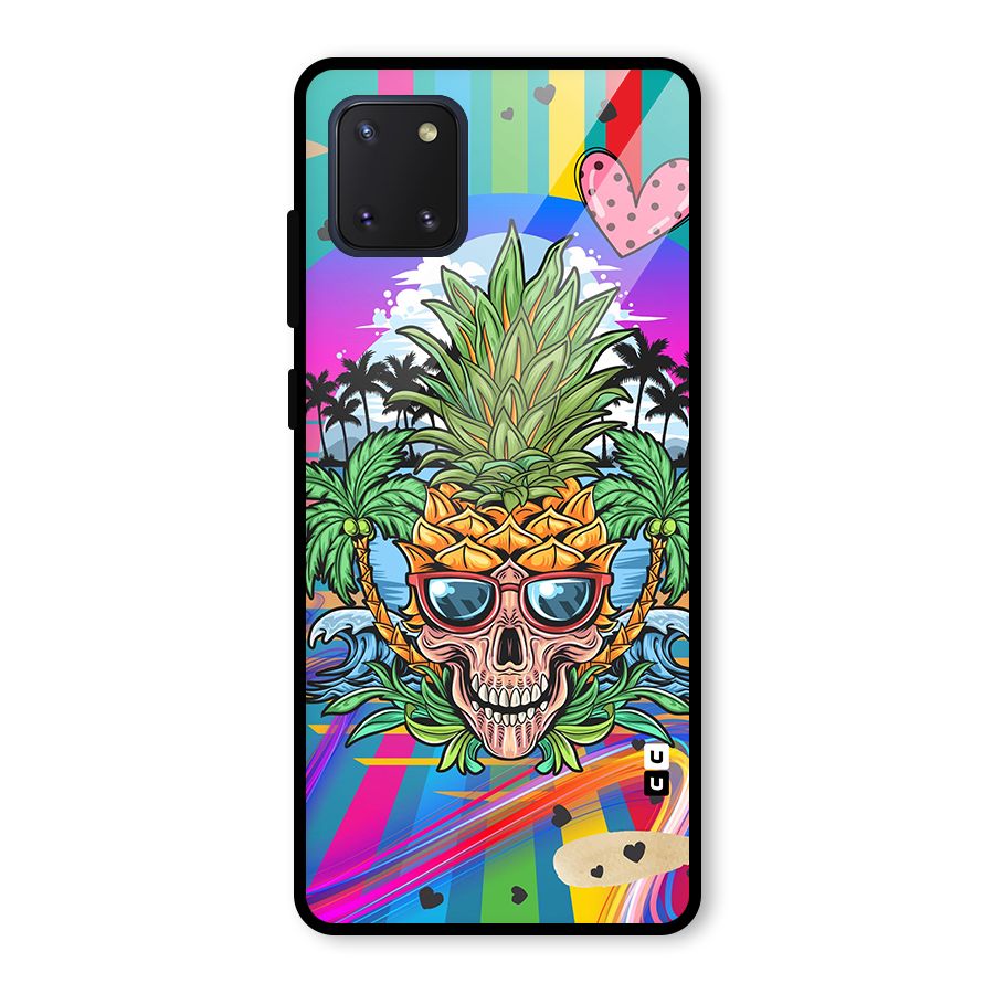 Cool Pineapple Skull Glass Back Case for Galaxy Note 10 Lite