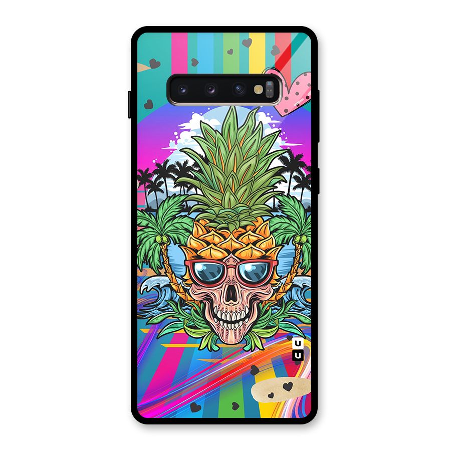 Cool Pineapple Skull Glass Back Case for Galaxy S10 Plus