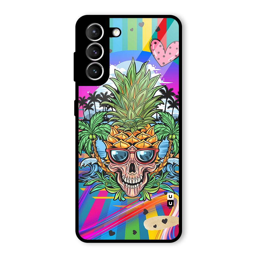 Cool Pineapple Skull Glass Back Case for Galaxy S21 5G