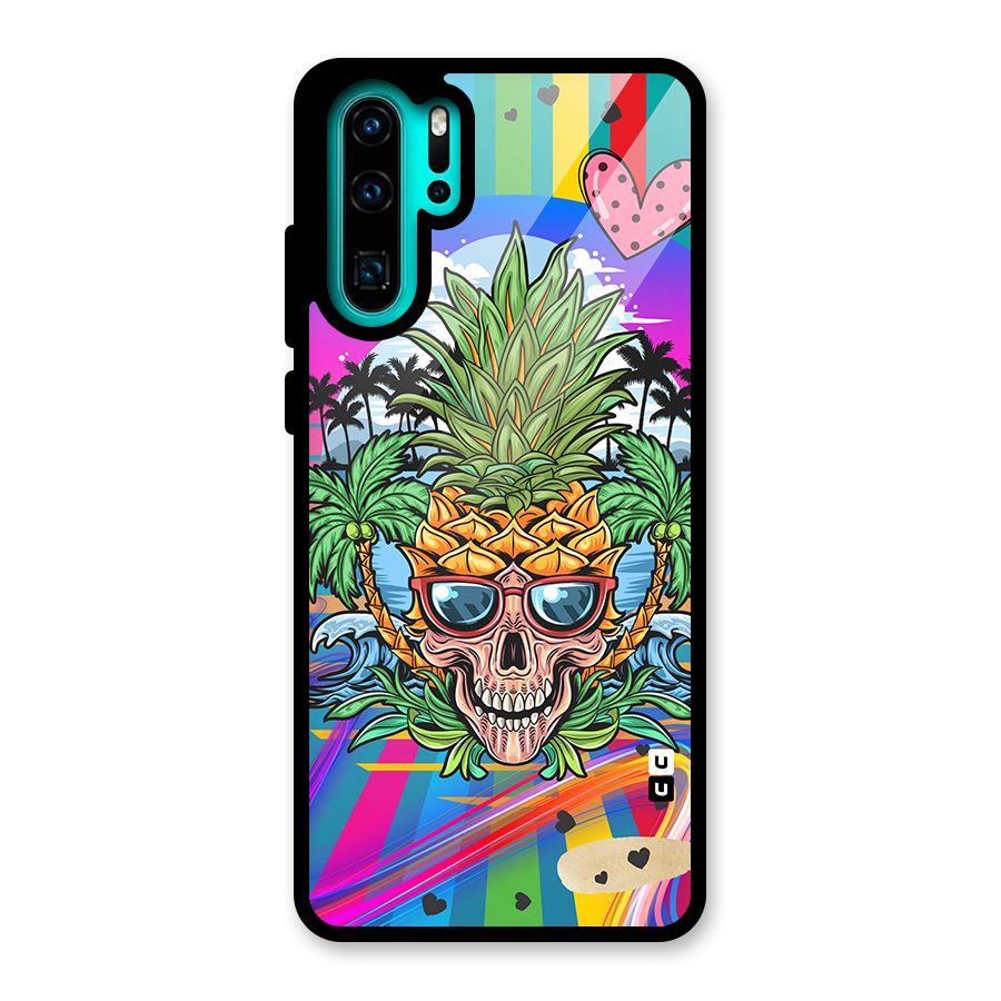 Cool Pineapple Skull Glass Back Case for Huawei P30 Pro
