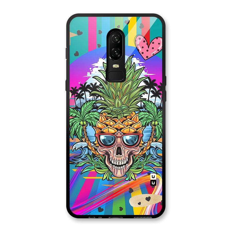 Cool Pineapple Skull Glass Back Case for OnePlus 6