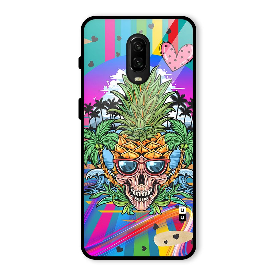 Cool Pineapple Skull Glass Back Case for OnePlus 6T