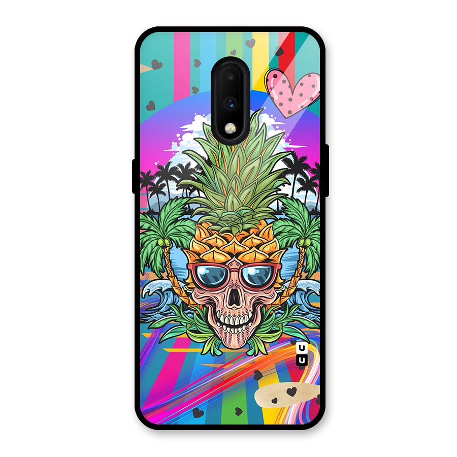 Cool Pineapple Skull Glass Back Case for OnePlus 7