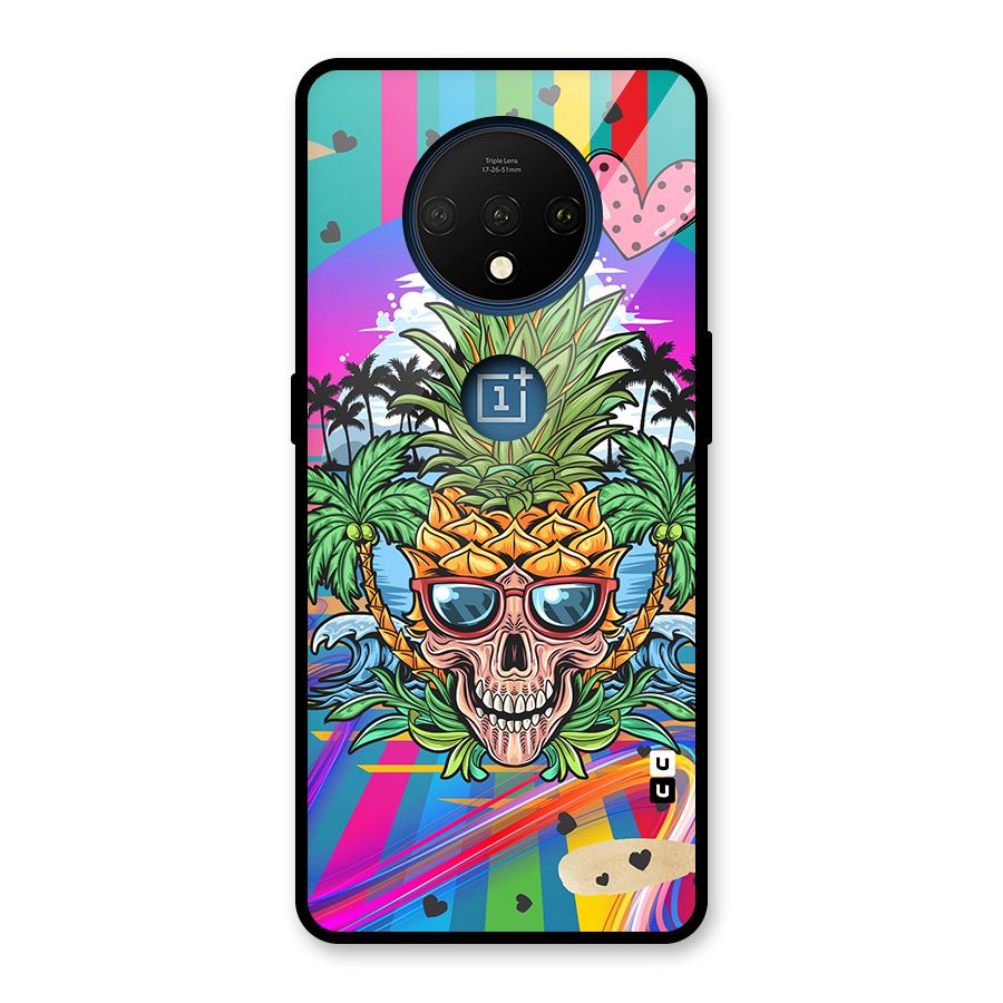 Cool Pineapple Skull Glass Back Case for OnePlus 7T