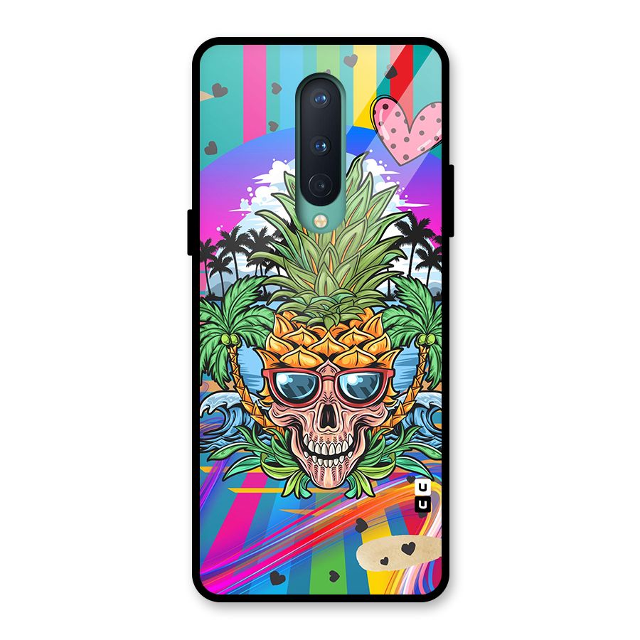 Cool Pineapple Skull Glass Back Case for OnePlus 8