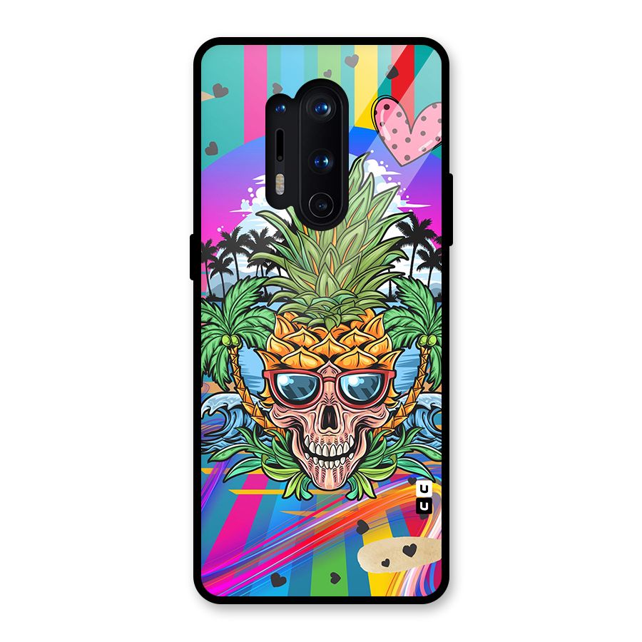 Cool Pineapple Skull Glass Back Case for OnePlus 8 Pro