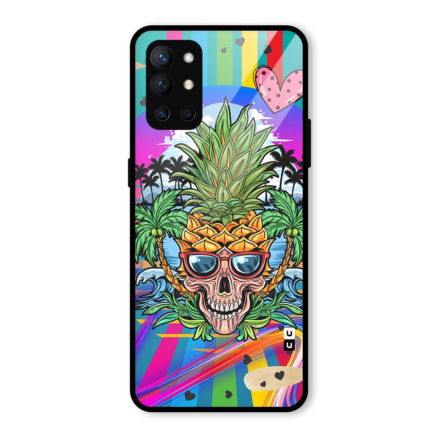 Cool Pineapple Skull Glass Back Case for OnePlus 9R