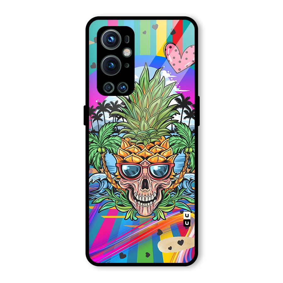 Cool Pineapple Skull Glass Back Case for OnePlus 9 Pro