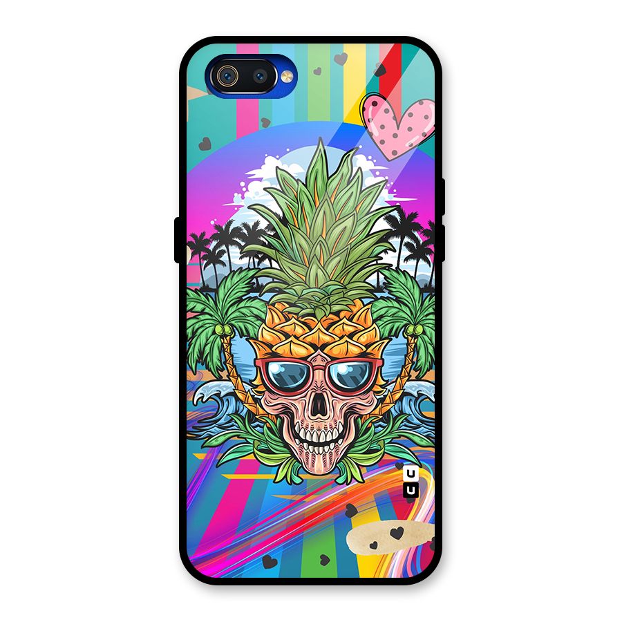 Cool Pineapple Skull Glass Back Case for Realme C2