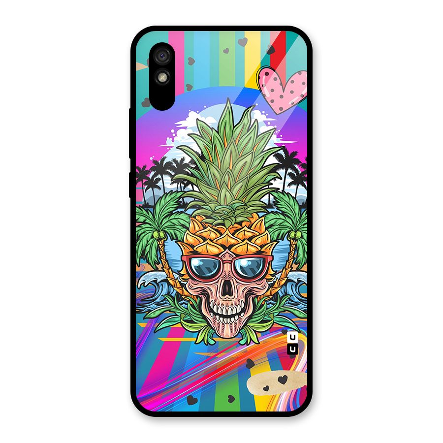 Cool Pineapple Skull Glass Back Case for Redmi 9i