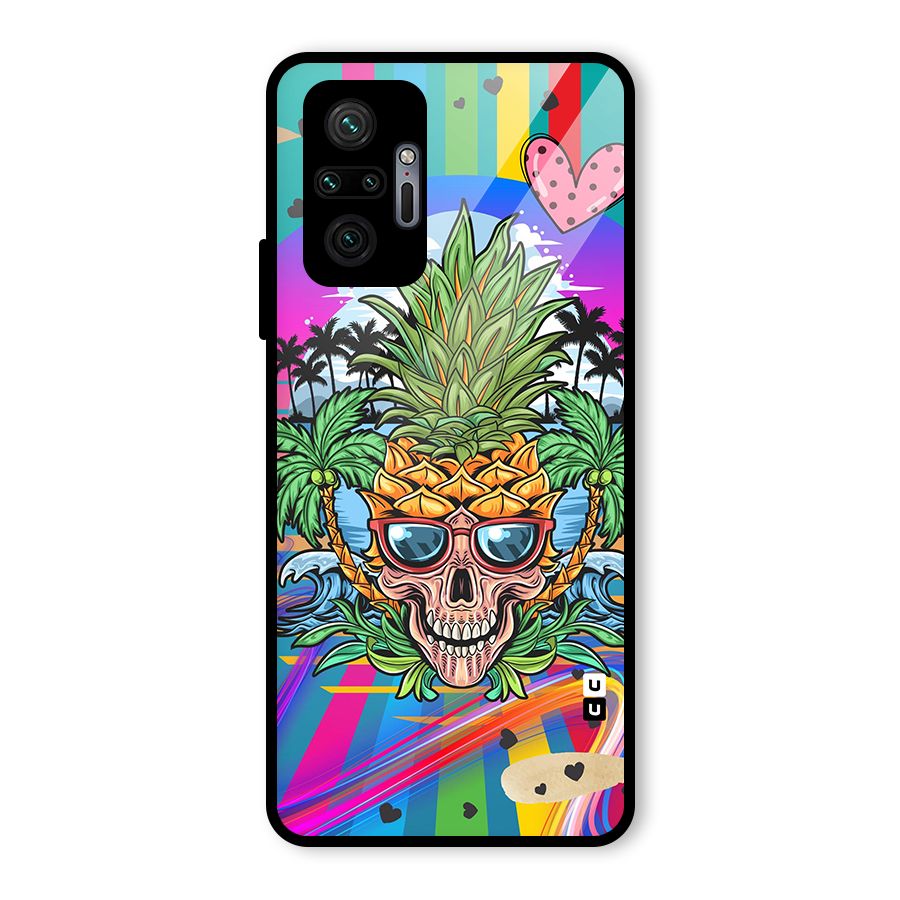 Cool Pineapple Skull Glass Back Case for Redmi Note 10 Pro