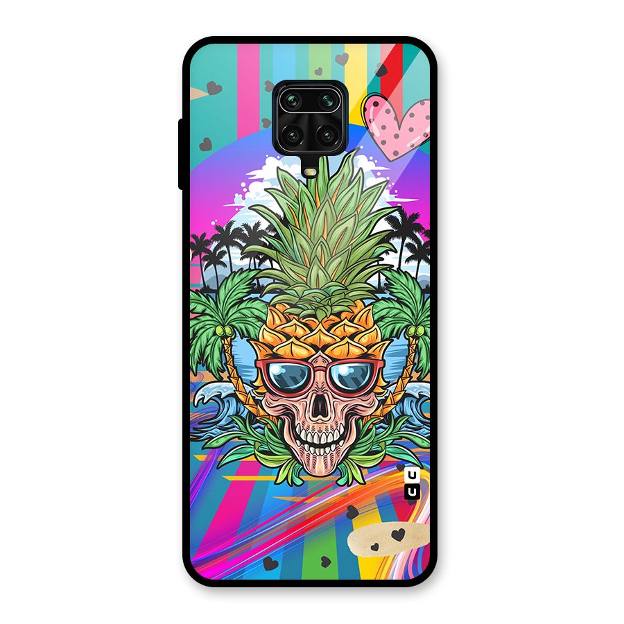 Cool Pineapple Skull Glass Back Case for Redmi Note 9 Pro
