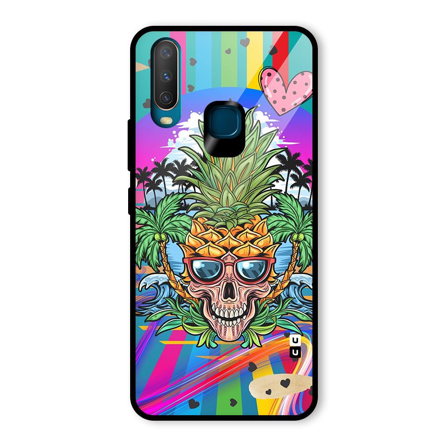 Cool Pineapple Skull Glass Back Case for Vivo U10