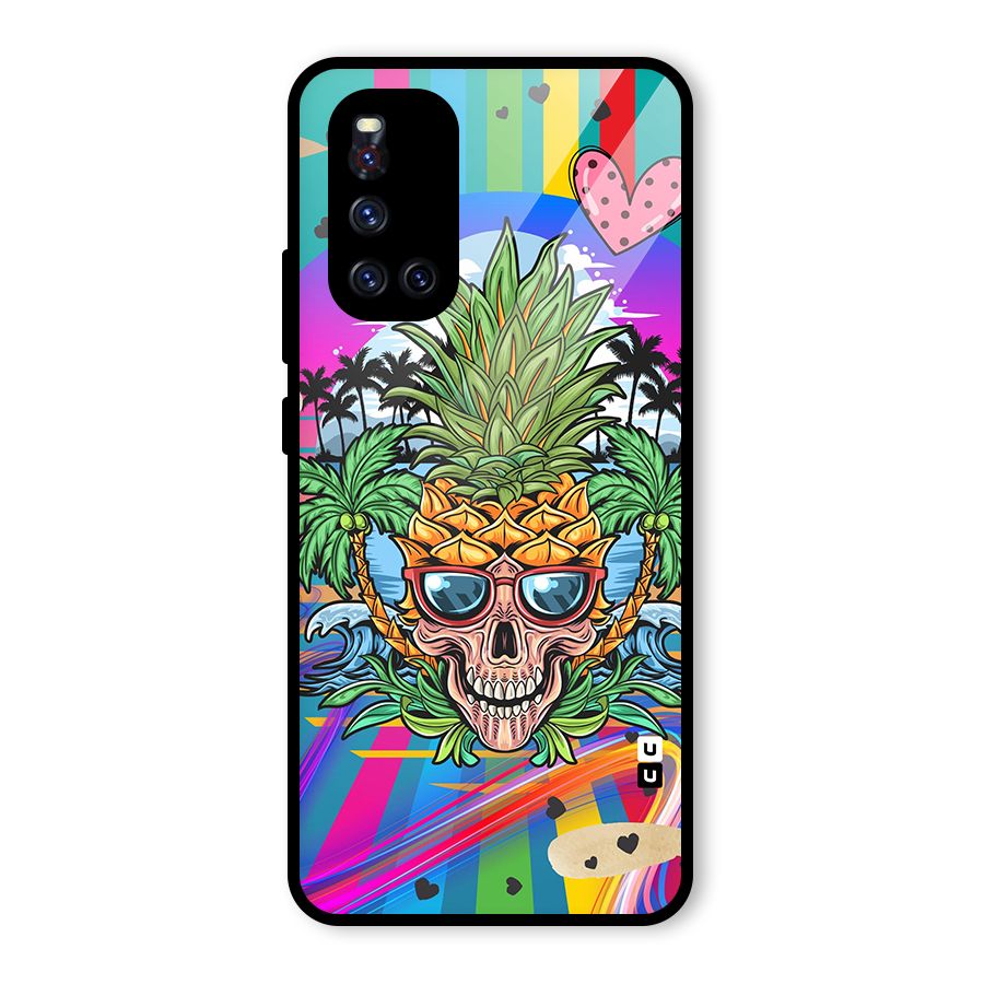 Cool Pineapple Skull Glass Back Case for Vivo V19