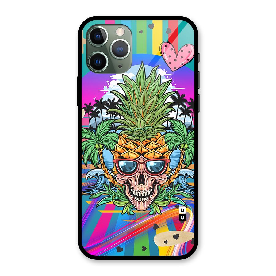 Cool Pineapple Skull Glass Back Case for iPhone 11 Pro