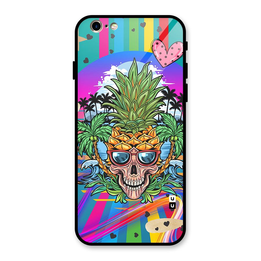 Cool Pineapple Skull Glass Back Case for iPhone 6 6S