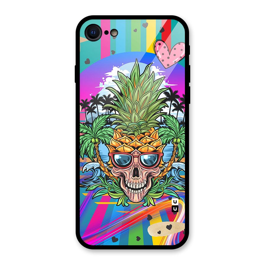 Cool Pineapple Skull Glass Back Case for iPhone 7