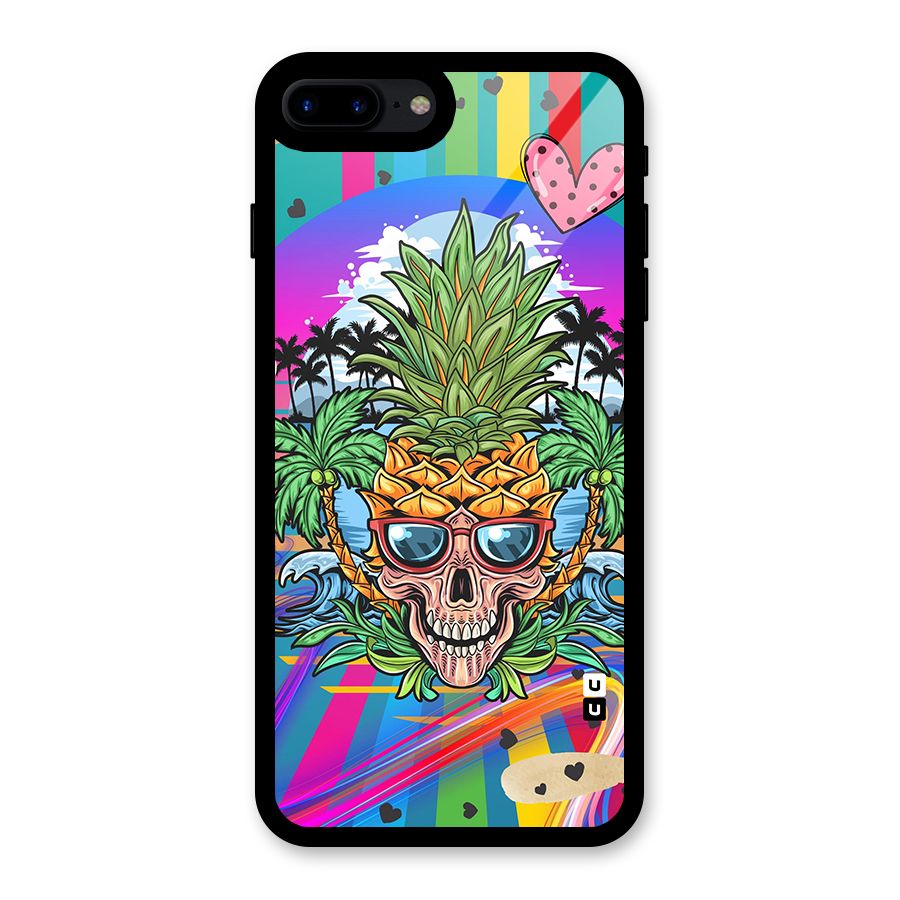Cool Pineapple Skull Glass Back Case for iPhone 7 Plus