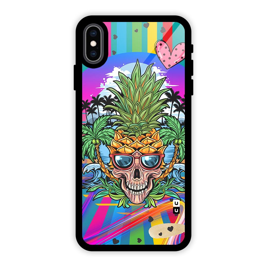 Cool Pineapple Skull Glass Back Case for iPhone XS Max