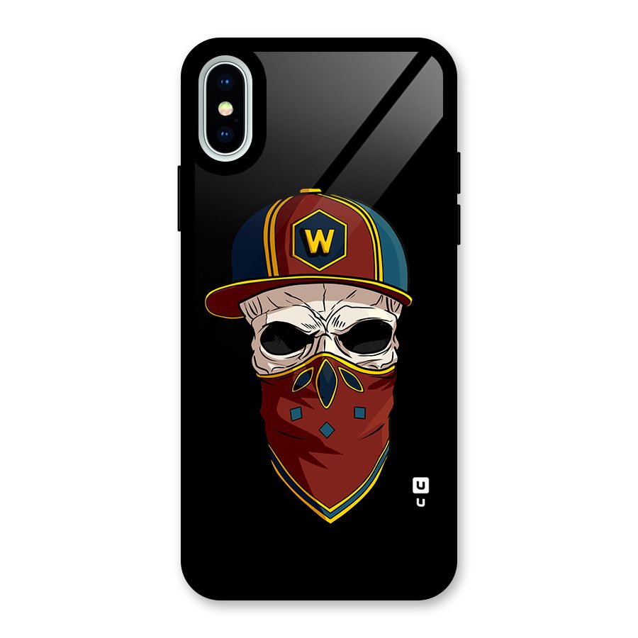 Cool Skull Mask Cap Glass Back Case for iPhone X