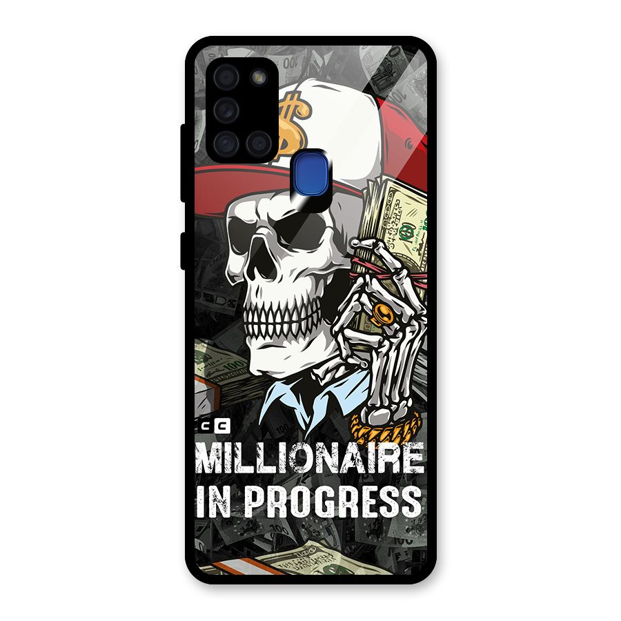 Cool Skull Millionaire In Progress Glass Back Case for Galaxy A21s