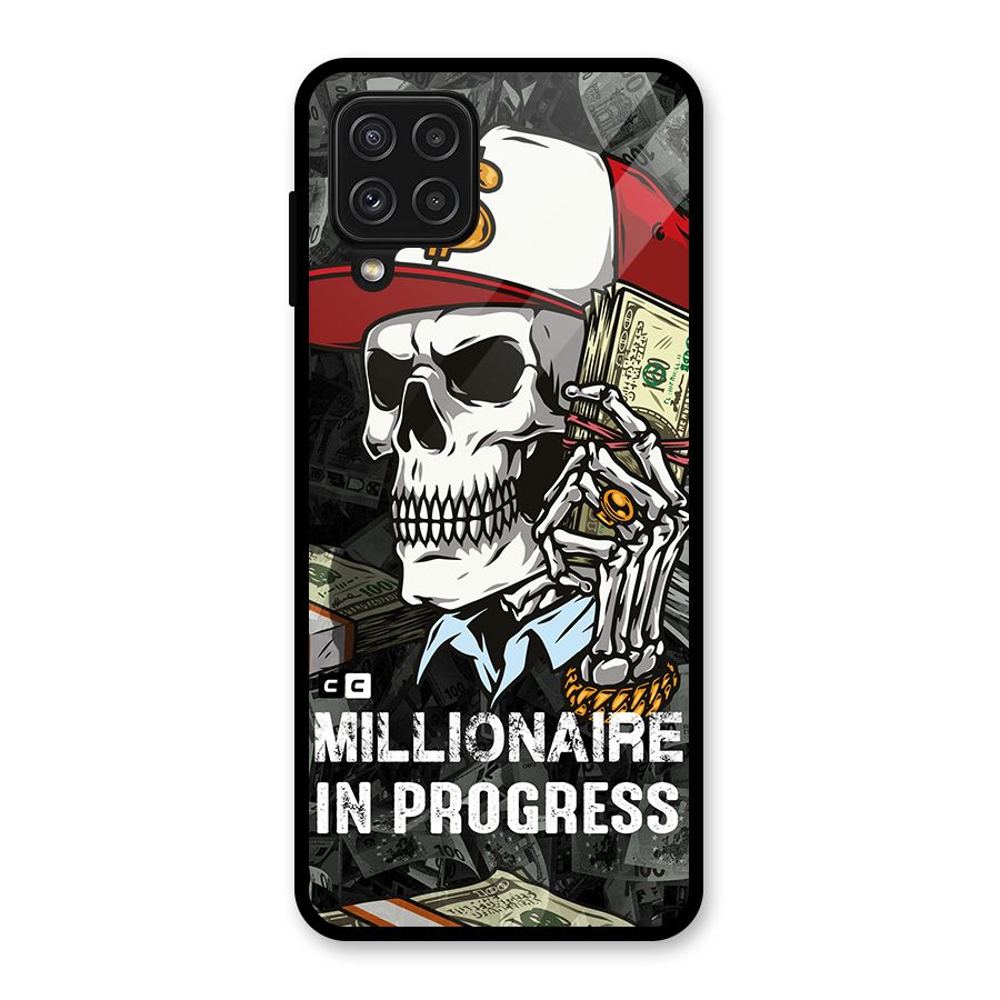 Cool Skull Millionaire In Progress Glass Back Case for Galaxy A22 4G