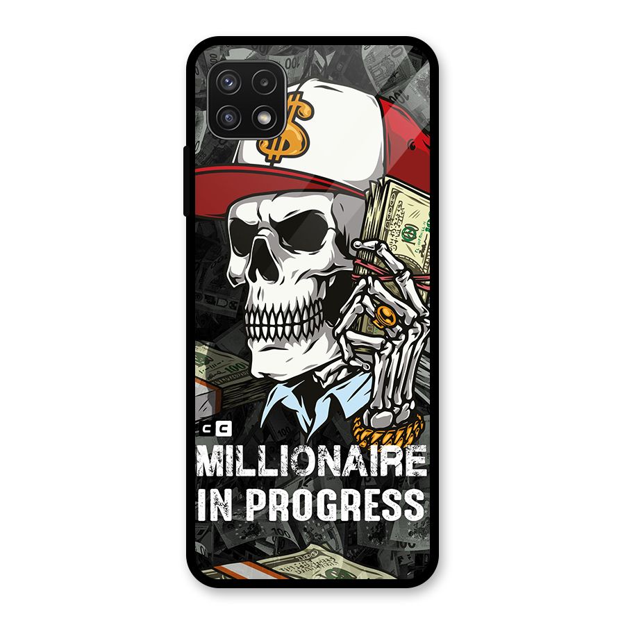Cool Skull Millionaire In Progress Glass Back Case for Galaxy A22 5G