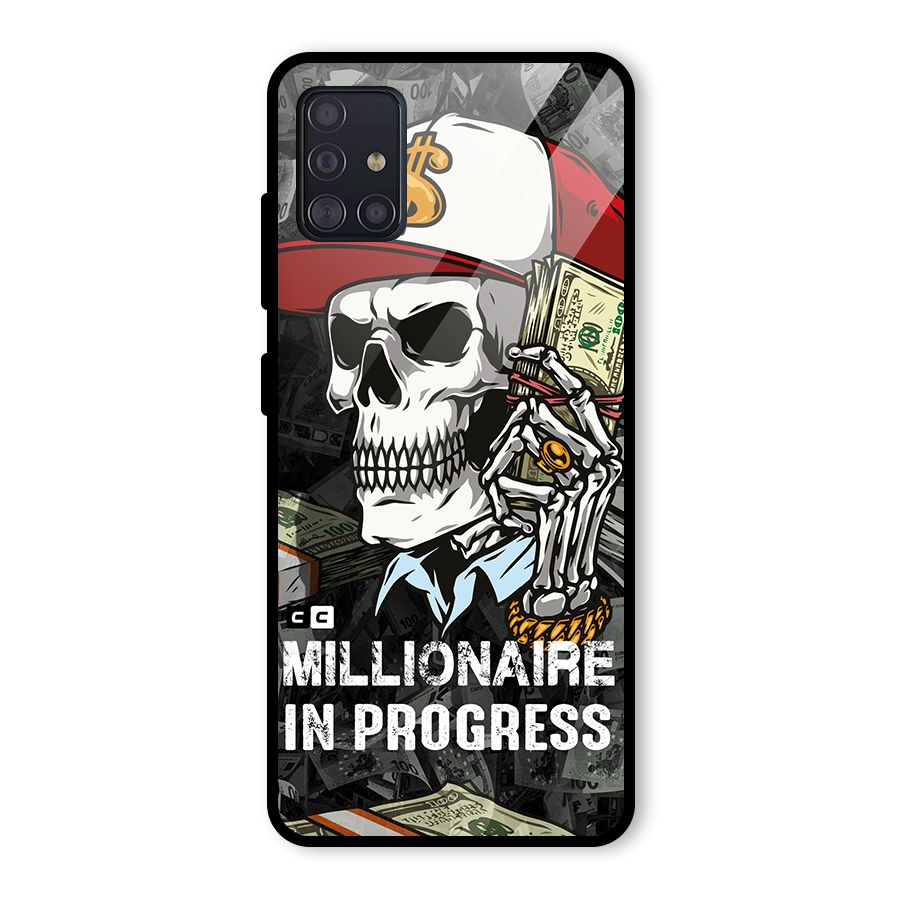 Cool Skull Millionaire In Progress Glass Back Case for Galaxy A51
