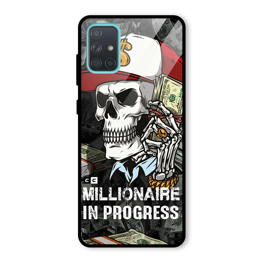 Cool Skull Millionaire In Progress Glass Back Case for Galaxy A71