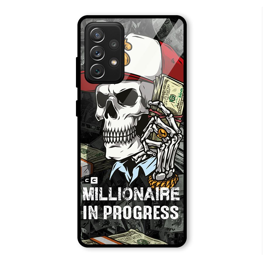 Cool Skull Millionaire In Progress Glass Back Case for Galaxy A72