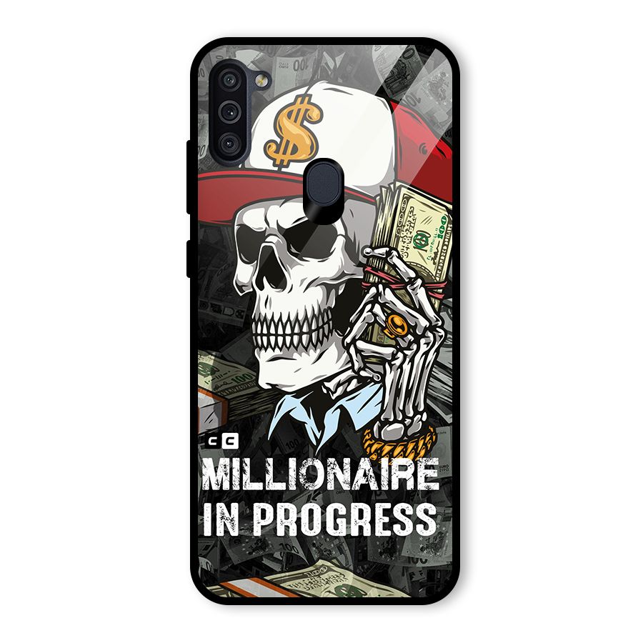 Cool Skull Millionaire In Progress Glass Back Case for Galaxy M11