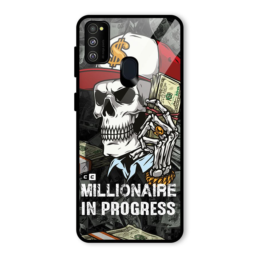 Cool Skull Millionaire In Progress Glass Back Case for Galaxy M21